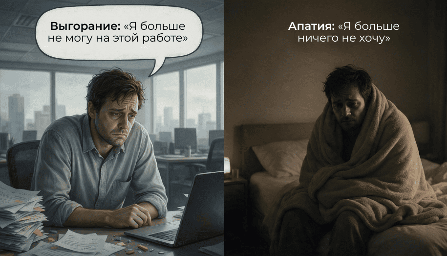 апатия, выгорание или депрессия