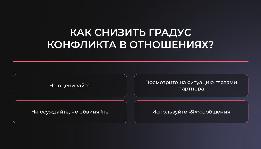 конфликт в отношениях Снижение градуса конфликта
